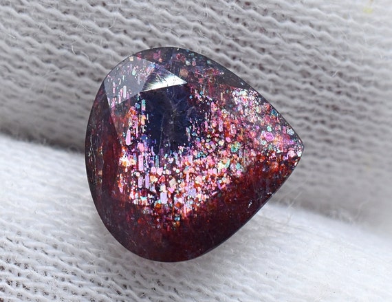 Pink Fire Bloodshot Iolite Sunstone 9.5 MM Round With Multi