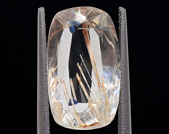 Hochwertiger, natürlicher Rutil-Kunzit, 9 x 15 mm, Kissenschliff, 7,78 Karat, loser Heilstein für individuelle Ringe, Anhänger und Schmuckherstellung