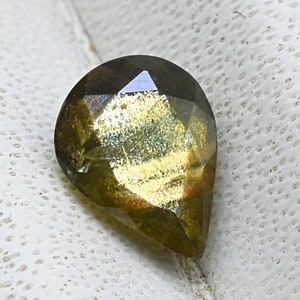 Gold Sheen Sapphire With Shimmering Golden Schiller Effect 4.7X6.5 MM Pear Shape Shiny Golden Sheen Sapphire For Jewelry Making GS-9 image 6