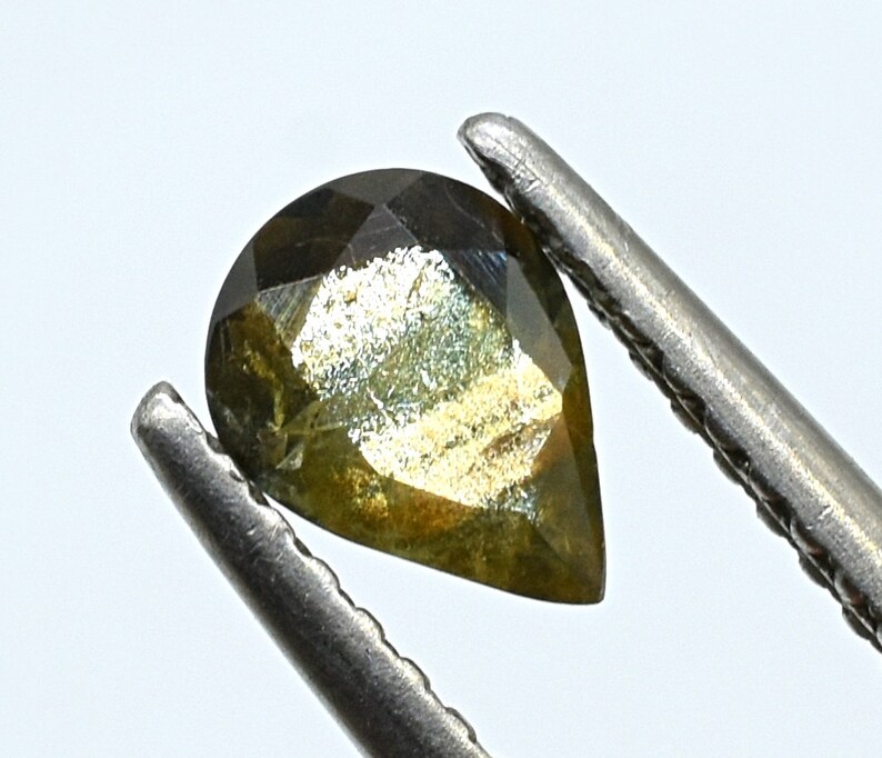 Gold Sheen Sapphire With Shimmering Golden Schiller Effect 4.7X6.5 MM Pear Shape Shiny Golden Sheen Sapphire For Jewelry Making GS-9 image 2