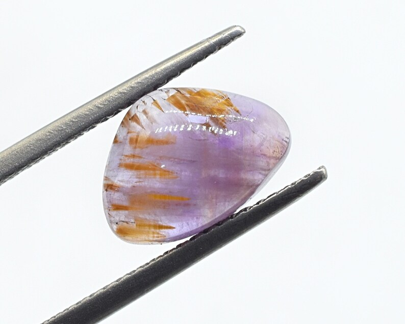 .. Cabochon Healing Stone Melody Stone 8.5X11.5 MM Amethyst For Jewelry Making C-44 Natural Cacoxenite Amethyst !..SUPER SEVEN Quartz