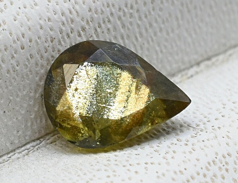 Gold Sheen Sapphire With Shimmering Golden Schiller Effect 4.7X6.5 MM Pear Shape Shiny Golden Sheen Sapphire For Jewelry Making GS-9 image 3