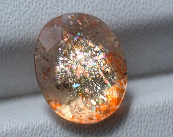 Golden Flash Multi Flakes Oregon Sunstone 8x10 MM 1.96 Carats Filled With Rainbow Flakes Oregon Sunstone Making For Jewelry MS-109