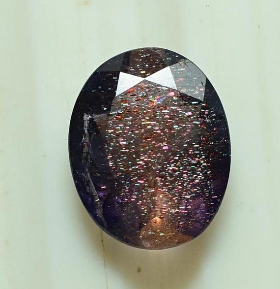 Multi Colour Bloodshot Iolite Sunstone 8x10 MM 1.87 Carat Oval Cut