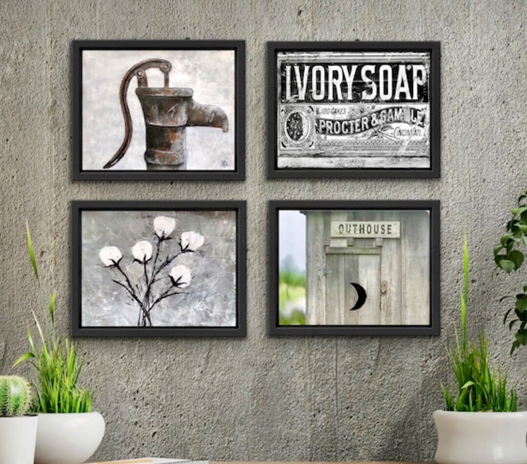 Set of 4 Farmhouse Bathroom Wall Decor 5x7 or 8x10 - Etsy