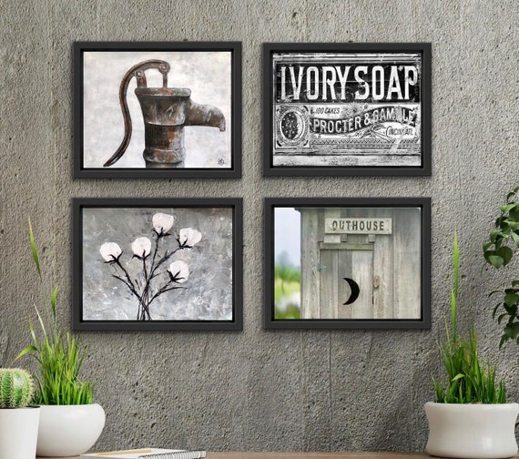 SALE Farmhouse Bathroom Wall Decor Set of 4x6 Prints Fixer Etsy