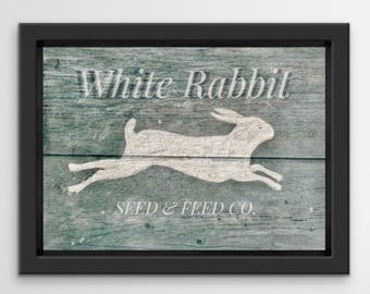 Vintage Farmhouse Wall Decor , Rustic Art, Vintage Rabbit Sign, Victorian