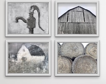 Rustic farmhouse wall decor. Prints by Artist set 4 Farmhouse Wall Decor, farmhouse decor gift .