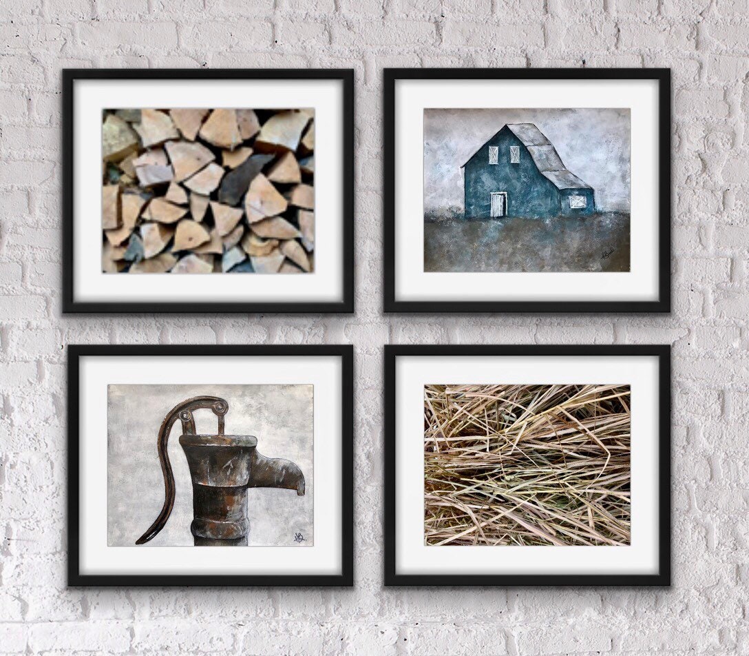 Farmhouse Wall Decor, French farmhouse, Set of 4x6 Prints , fixer upper style Art