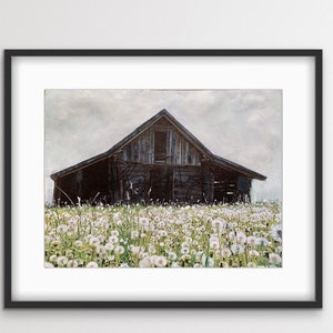 Moderne Bauernhaus-Wanddekoration, moderne Bauernhaus-Scheune, Dandelion Barn Art Print