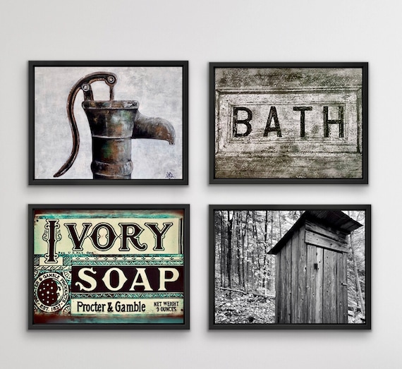 Farmhouse bathroom Wall Decor, Cottage Decor Prints, French Farmhouse