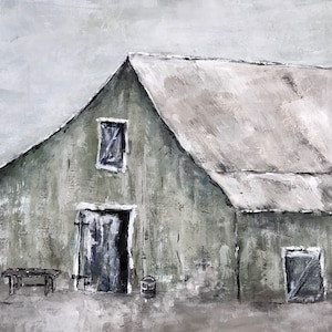 Impression de grange primitive par l&#39;artiste, décoration murale de ferme, décoration rustique, oeuvre d&#39;art 5 x 7, 8 x 10, 11 x 14, 16 x 20