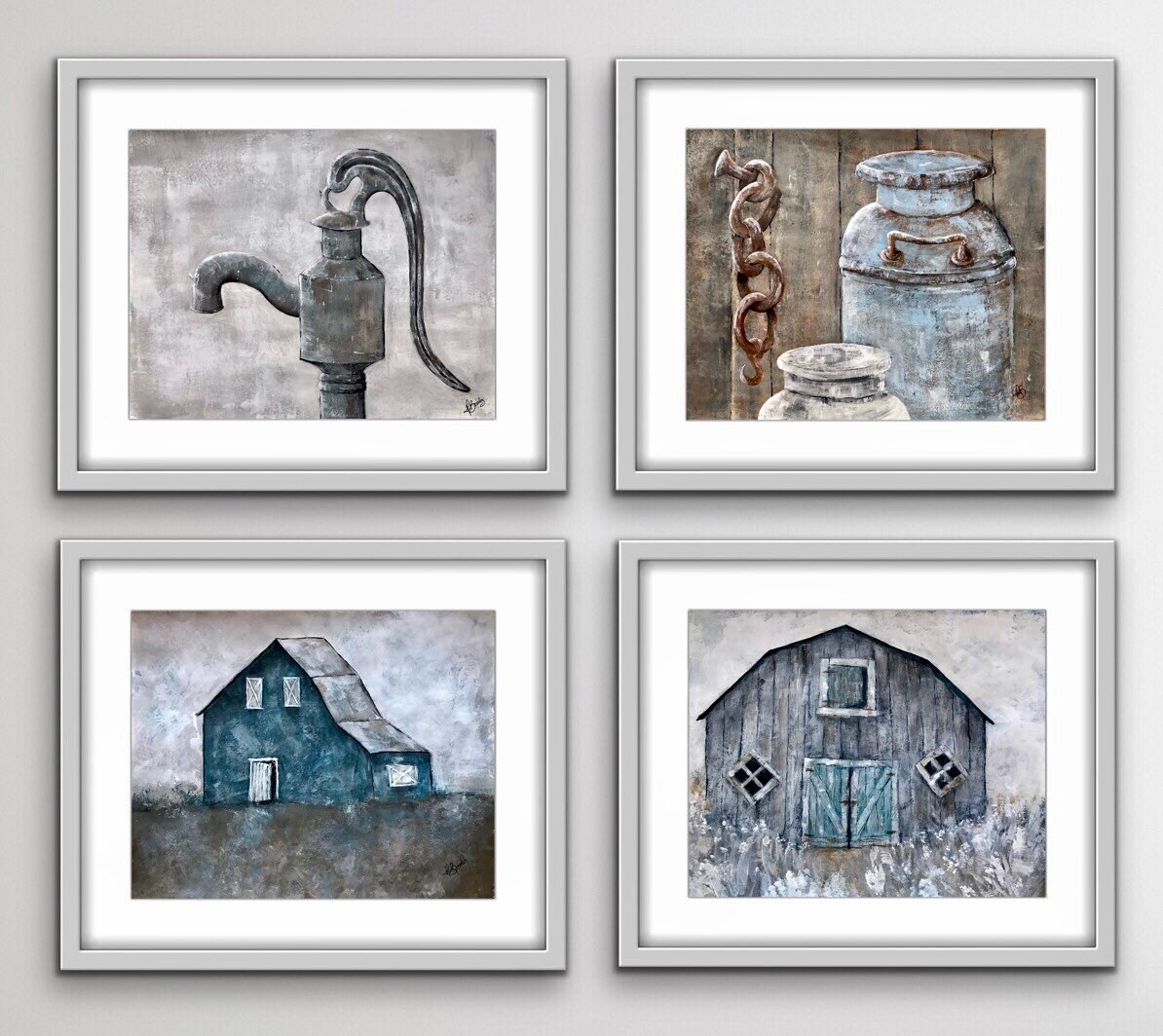 Rustic Prints by Artist set 4 Farmhouse Wall Decor industrial Etsy
