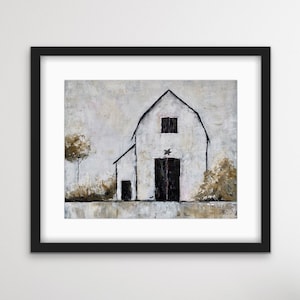 Primitive Barn Print by Artist, Farmhouse wall decor Art 5x7 - 16 x20. FixerUpper Style decor