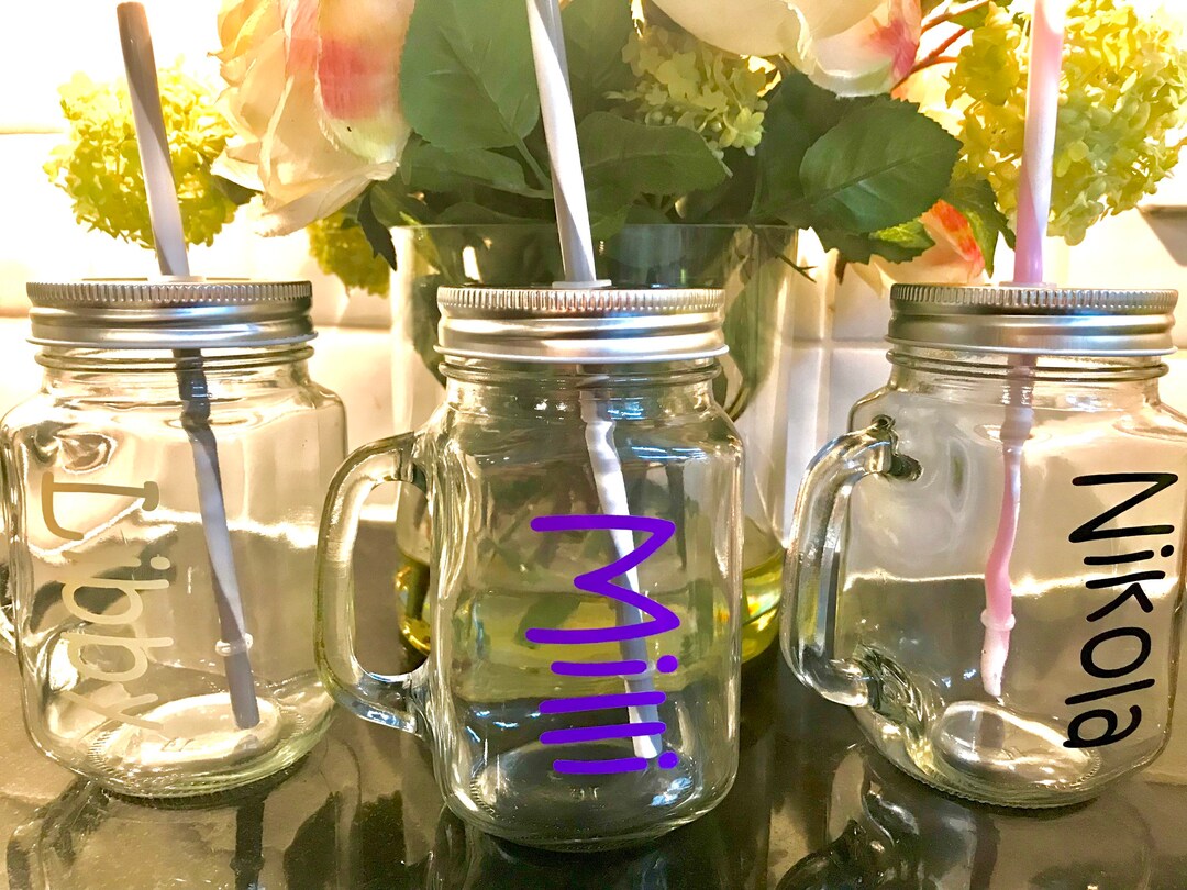 Personalised Mason Jars With Straws Etsy UK