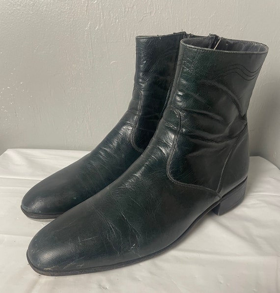 Bally VTG Green Leather Boots Tap Shoes 10 E - image 1