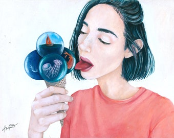 Sea Bubble Ice Cream / SIGNED LIMITED EDITION Giclée print