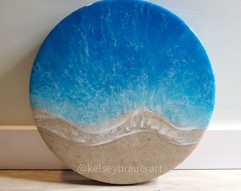 Beach Painting, Delray Beach FL Sand, Resin Ocean, Wall Art