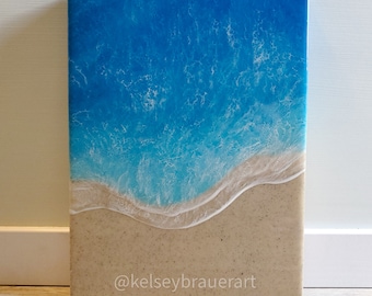 Beach Painting, Juno Beach FL Sand, Resin Ocean, Wall Art,  Resin Beach Art