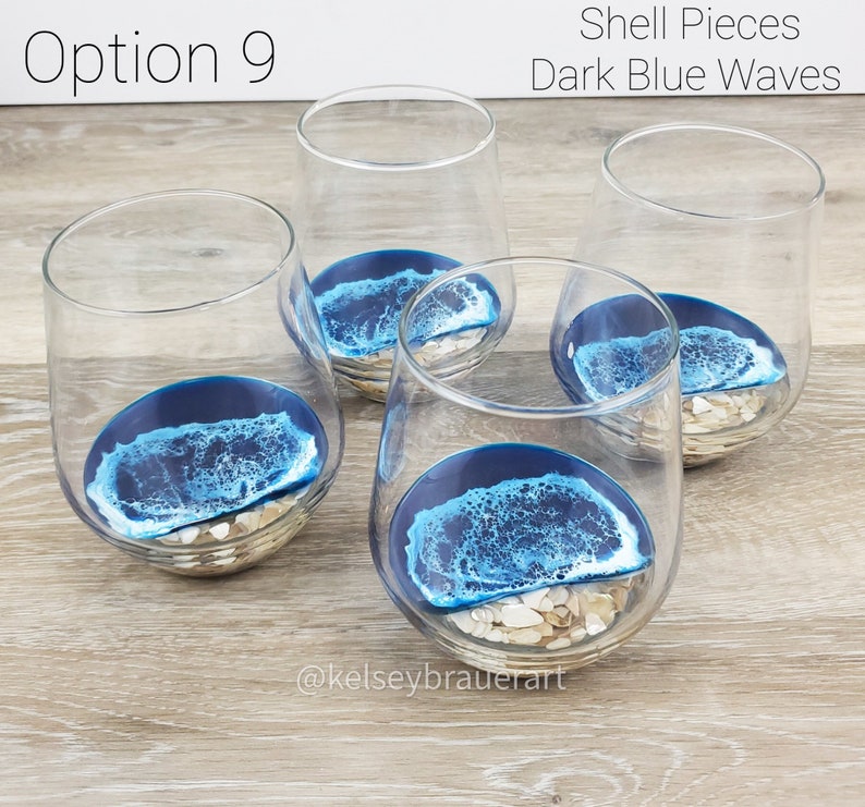 Ocean Wine Glass, Stemless Wine Glass, Resin Beach Wine Glass, Functional Art, Beach Home Decor, Nautical Decor, Ocean Resin Art, Beach Art