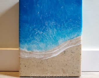 Beach Painting, Cocoa Beach FL Sand, Resin Ocean, Wall Art, Resin Beach Art