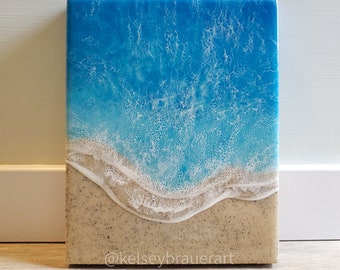 Beach Painting, Venice Beach FL Sand, Resin Ocean, Wall Art, Resin Beach Art