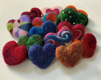 Felted Valentines - Heart ornaments - Needlefelted gifts - Valentine's Day gifts, decor, art, decoration, handmade