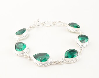 Handmade Sterling Silver Emerald Bracelet • May Birthstone Jewelry