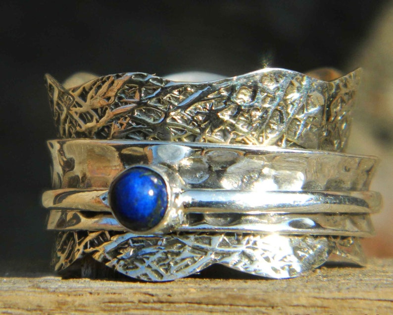 Lapis Lazuli Gemstone Ring Spinner Ring Anxiety Ring Meditation Ring Spinning Ring,925 Sterling Silver Spinner Handmade Jewelry Gift