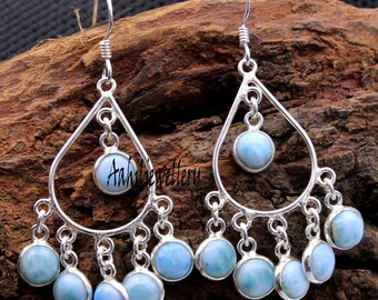 Larimar Dangle Drop Earrings, Sterling Silver, Blue Larimar Stone Earrings, Larimar Gemstone, Larimar Gemstone, Bridesmaid Gifts