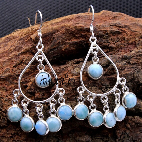Larimar Earring Gift For Her Blue Larimar Earring Dangle Earring 925 Sterling Solid Silver Jewelry Larimar Jewelry Bridesmaid Earring