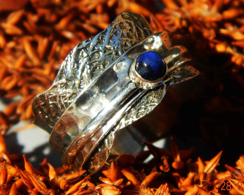 Lapis Lazuli Gemstone Ring Spinner Ring Anxiety Ring Meditation Ring Spinning Ring,925 Sterling Silver Spinner Handmade Jewelry Gift