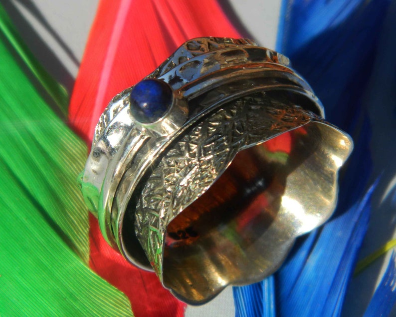 Lapis Lazuli Gemstone Ring Spinner Ring Anxiety Ring Meditation Ring Spinning Ring,925 Sterling Silver Spinner Handmade Jewelry Gift