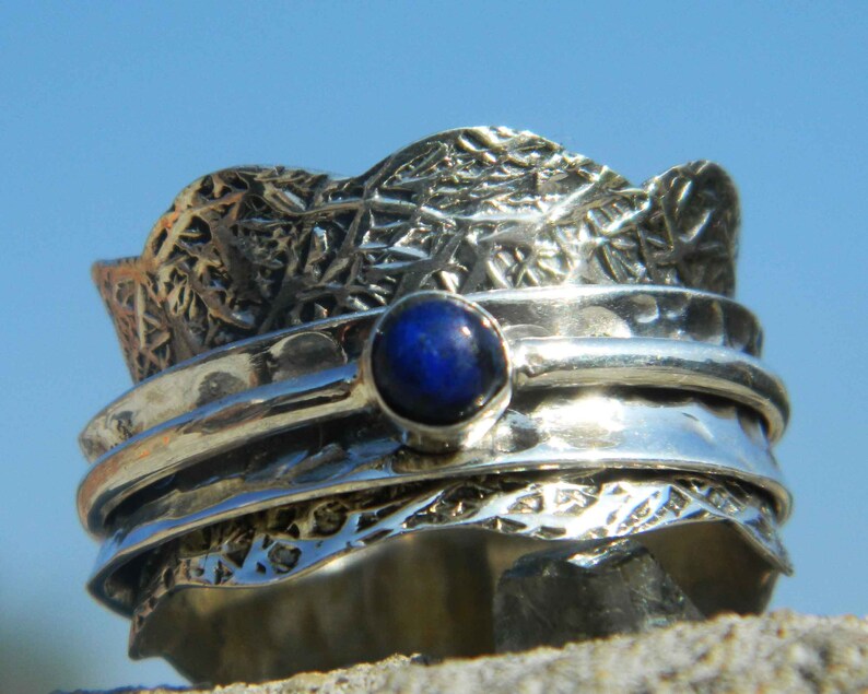 Lapis Lazuli Gemstone Ring Spinner Ring Anxiety Ring Meditation Ring Spinning Ring,925 Sterling Silver Spinner Handmade Jewelry Gift