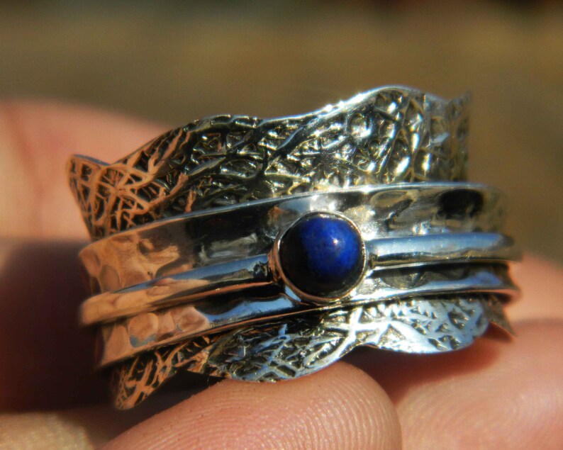 Lapis Lazuli Gemstone Ring Spinner Ring Anxiety Ring Meditation Ring Spinning Ring,925 Sterling Silver Spinner Handmade Jewelry Gift