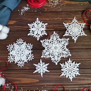 Crochet Snowflake Ornaments Set: Soft Cotton Xmas Decor, Made To Order