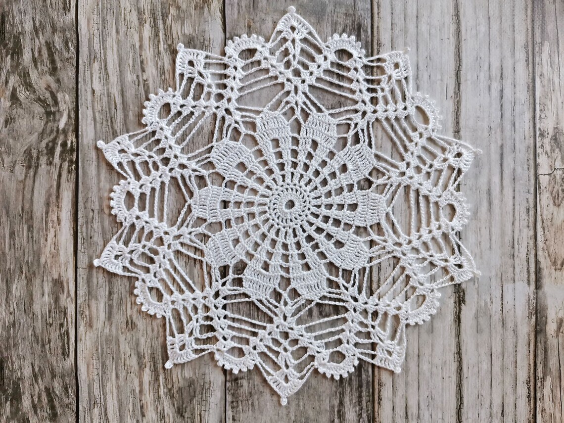 Small white crochet doily Cotton doilies for sale Nightstand Etsy