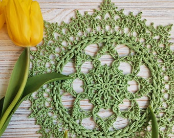 Gorgeous light green textured doily for wall or table decoration