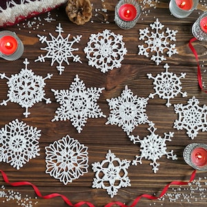 Handcrafted Crochet Snowflake Christmas Ornaments (Set of 12), Made To Order