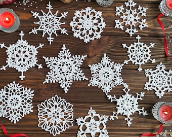 Handcrafted Crochet Snowflake Christmas Ornaments (Set of 12), Made To Order