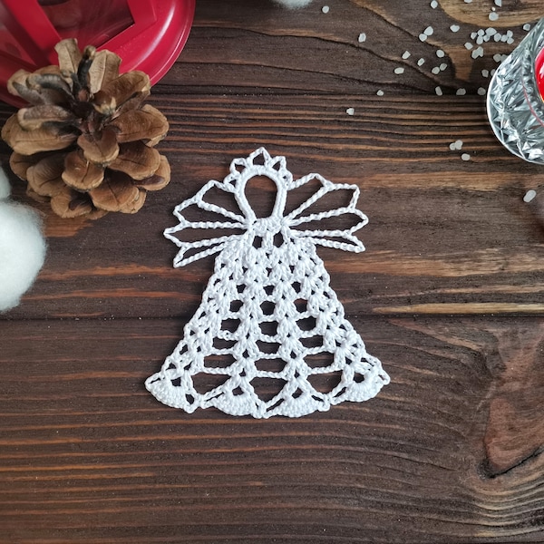 MADE TO ORDER White hand crocheted angel for Xmas decoration, Christmas gift idea, Tree hanging ornament