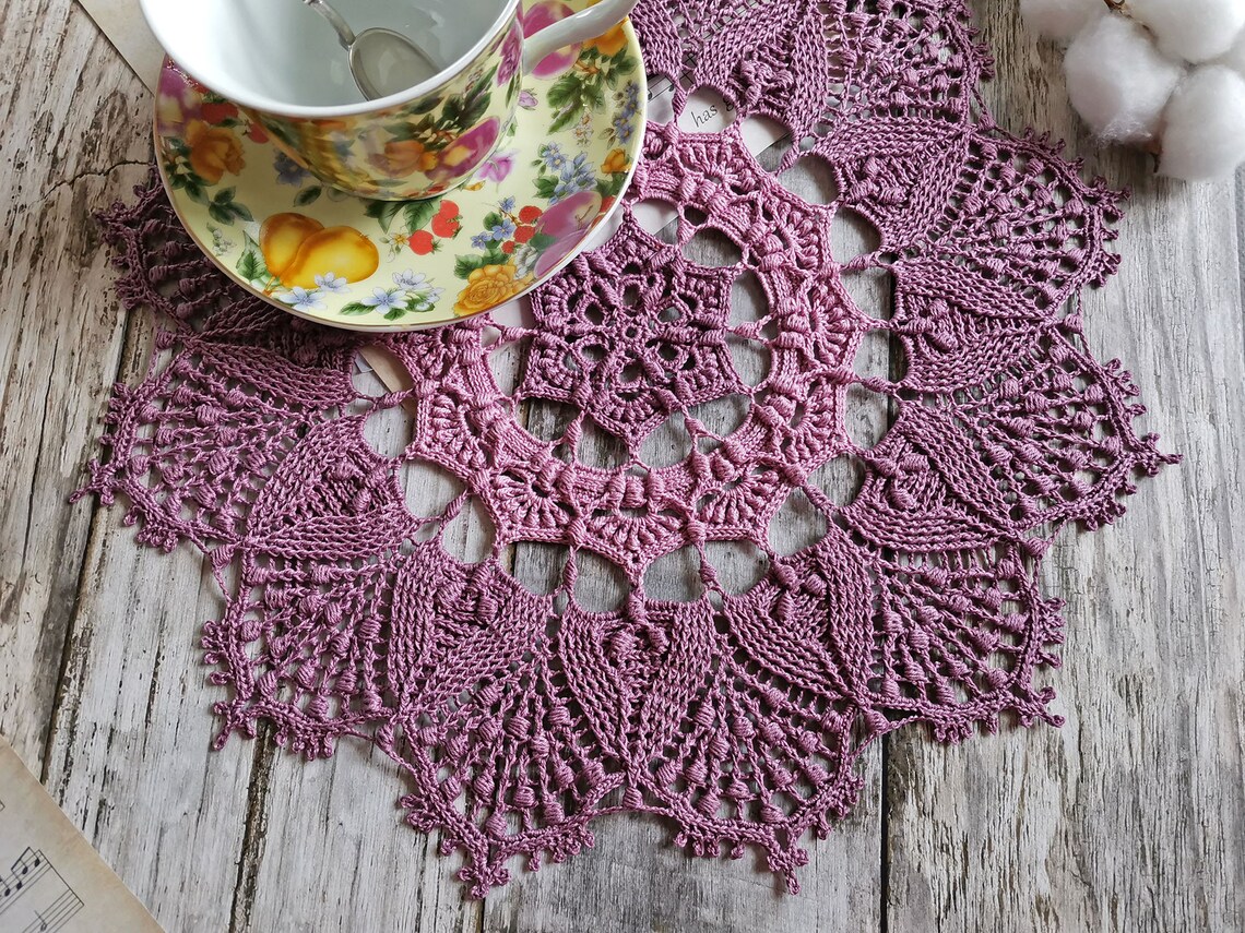 Crochet doily for sale Modern crochet mandala doily Lilac Etsy