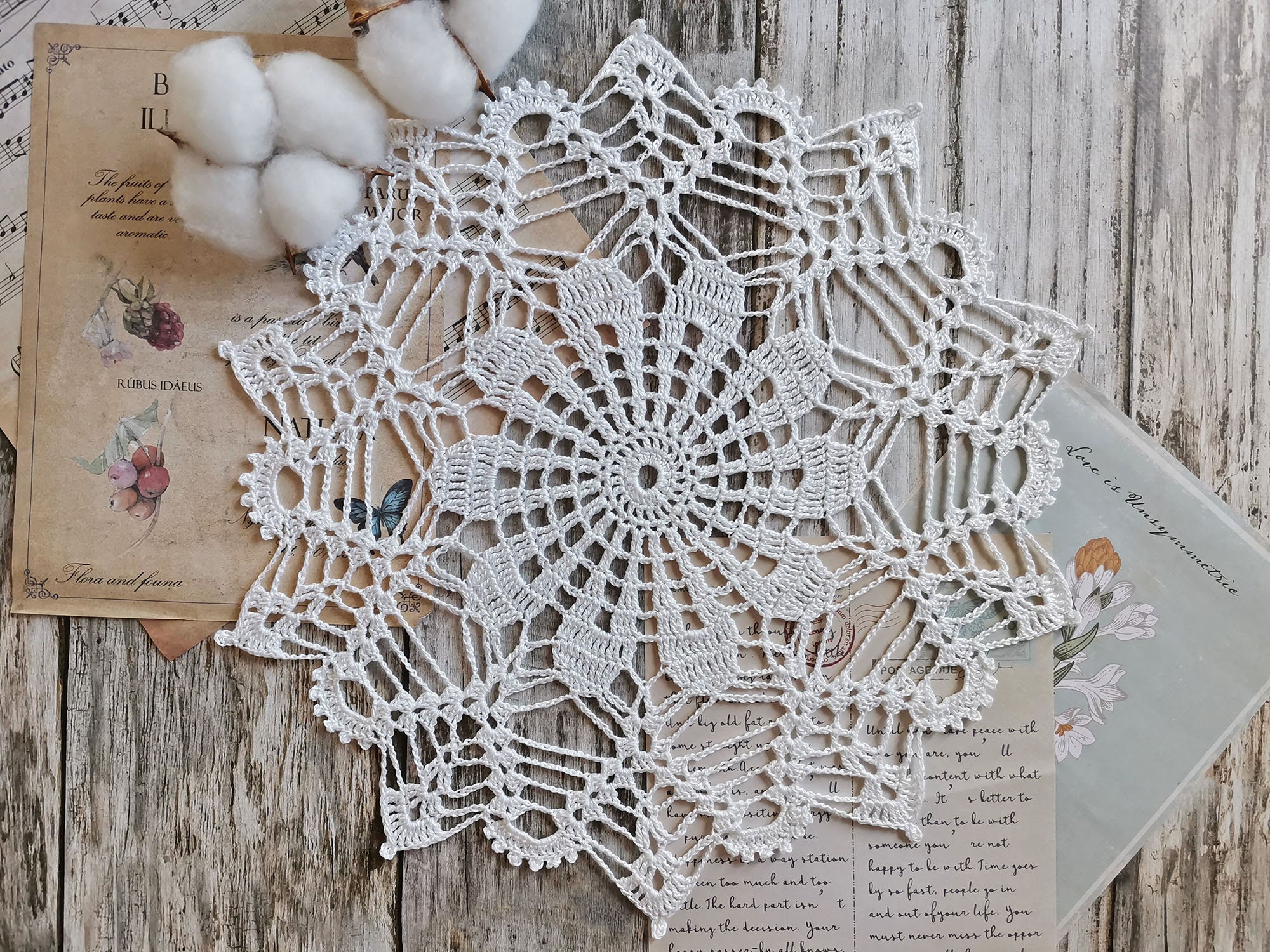 Small white crochet doily Cotton doilies for sale Nightstand Etsy.de