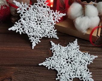 Crocheted Lace Snowflake Ornaments (Set of 2): Handmade Christmas Decor (Made To Order)