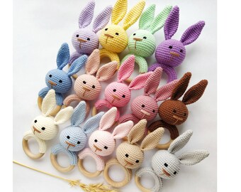 Expecting mum gift Twins baby girl and boy Newborn baby rattle toy Rabbit Bunny rattle toy New mom gift twins
