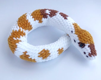 Pied Ball Python Snake Plush , Stuffed Reptile Lovers gift, Cute Snake Jungle Animals Decor for Photo Props