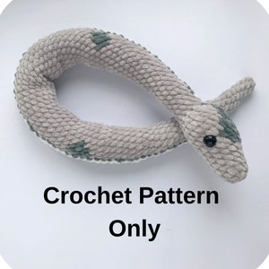 Crochet Pattern Gray Ball Python Snake plush