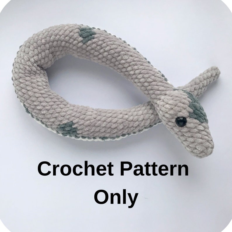 Crochet Pattern Gray Ball Python Snake plush image 1