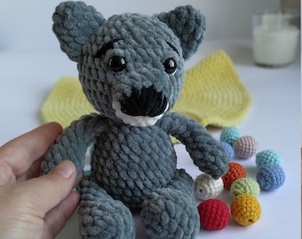 Crochet wolf plush toy gift for kids