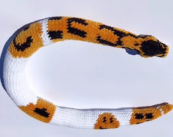 Pied Ball Python Snake plush, Stuffed Reptile Lovers gift, Cute Snake Decor for Photo Props